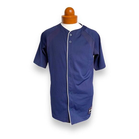 Under Armour Mens Jersey Sz M Navy Blue Baseball Short Sleeves Button Front - Picture 1 of 7